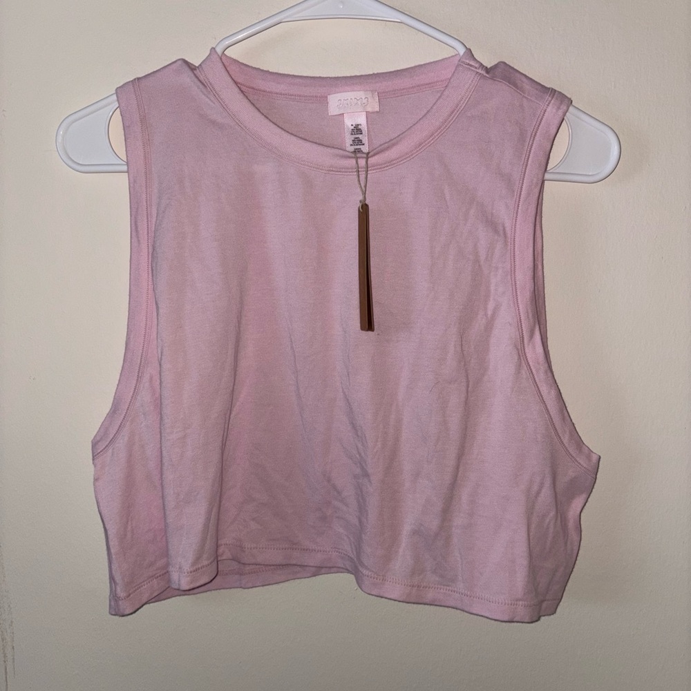 Skims Boyfriend Cotton Cropped Tank Top Size Small Cherry Blossom NWT